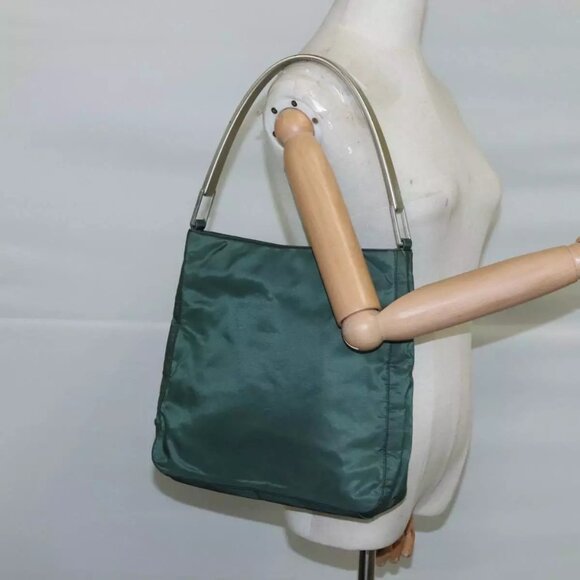 PRADA Shoulder Bag Nylon Green Auth - Picture 1 of 15